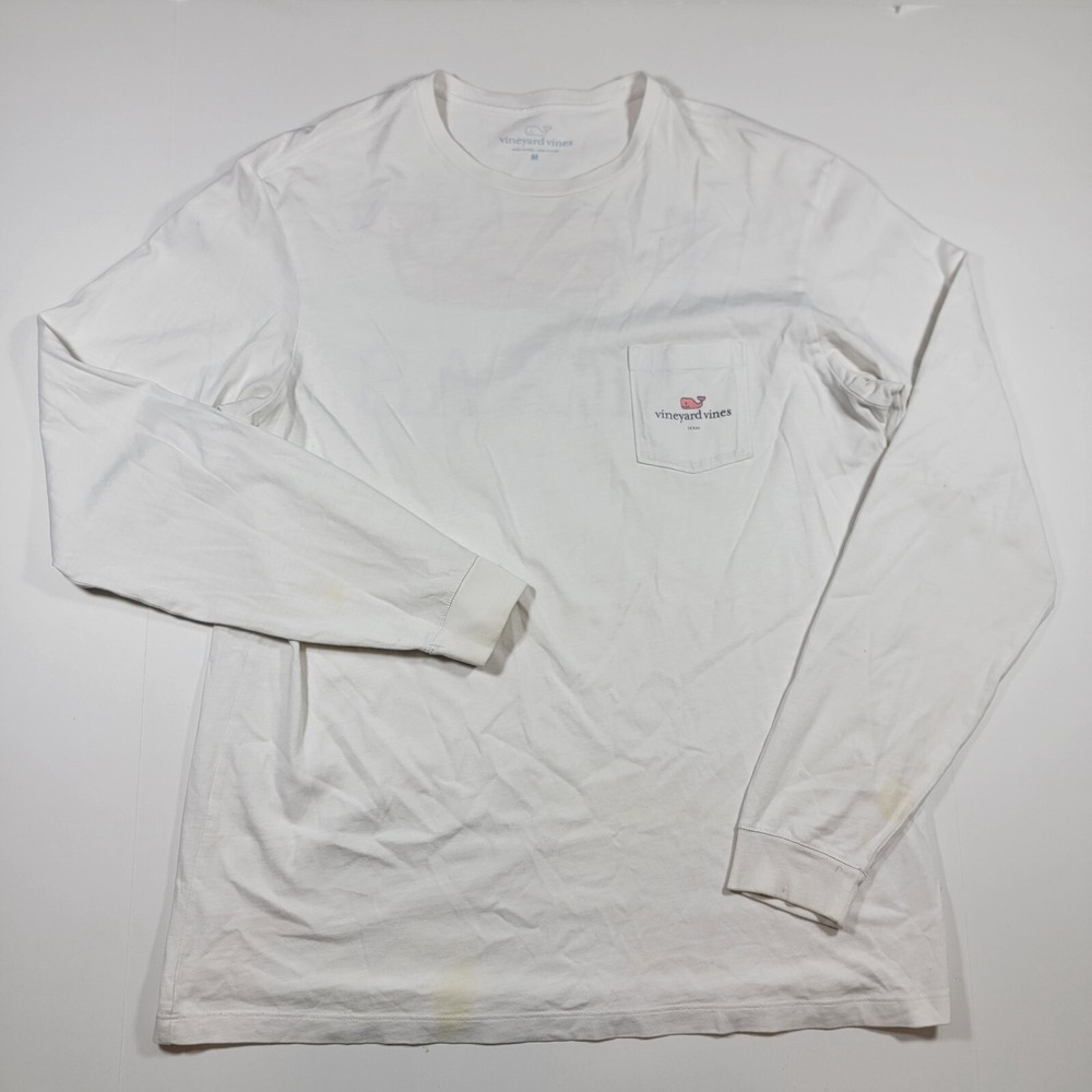 Vineyard Vines Men's Long Sleeve Tee‎ Shirt White I LOVE TEXAS Size Medium